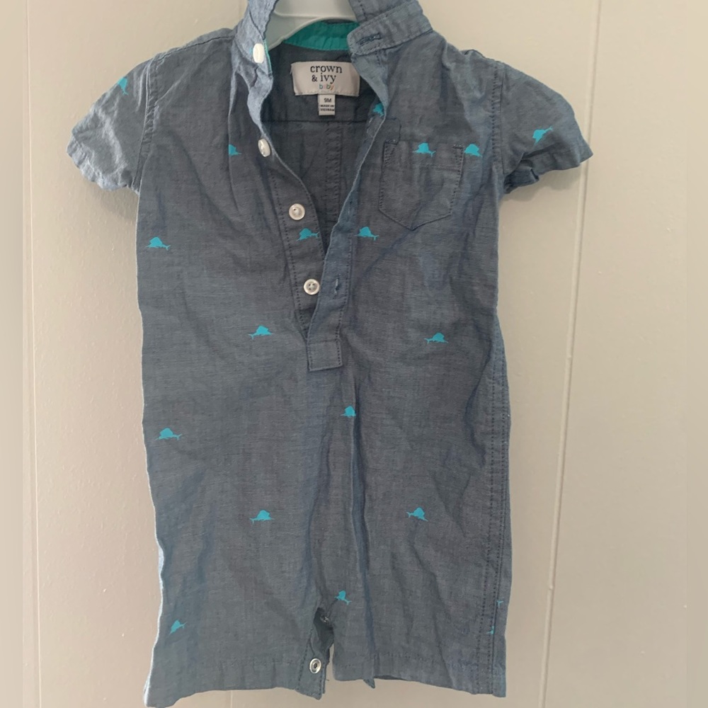 Boys romper crown and ivy